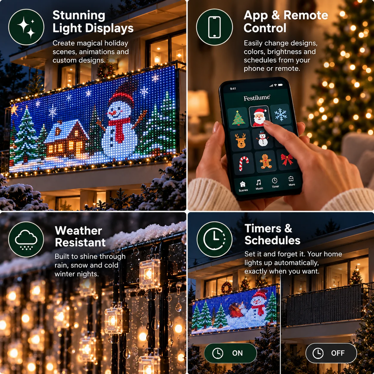 Smart Christmas Net Lights - Programmable RGB Pixel LED