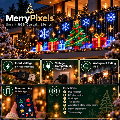 Smart Christmas Net Lights - Programmable RGB Pixel LED